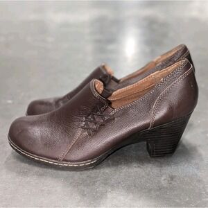 Dark Academia‎ Brown Oxford Leather Heels Chunky Block Heel Eurosoft Sofft 8.5